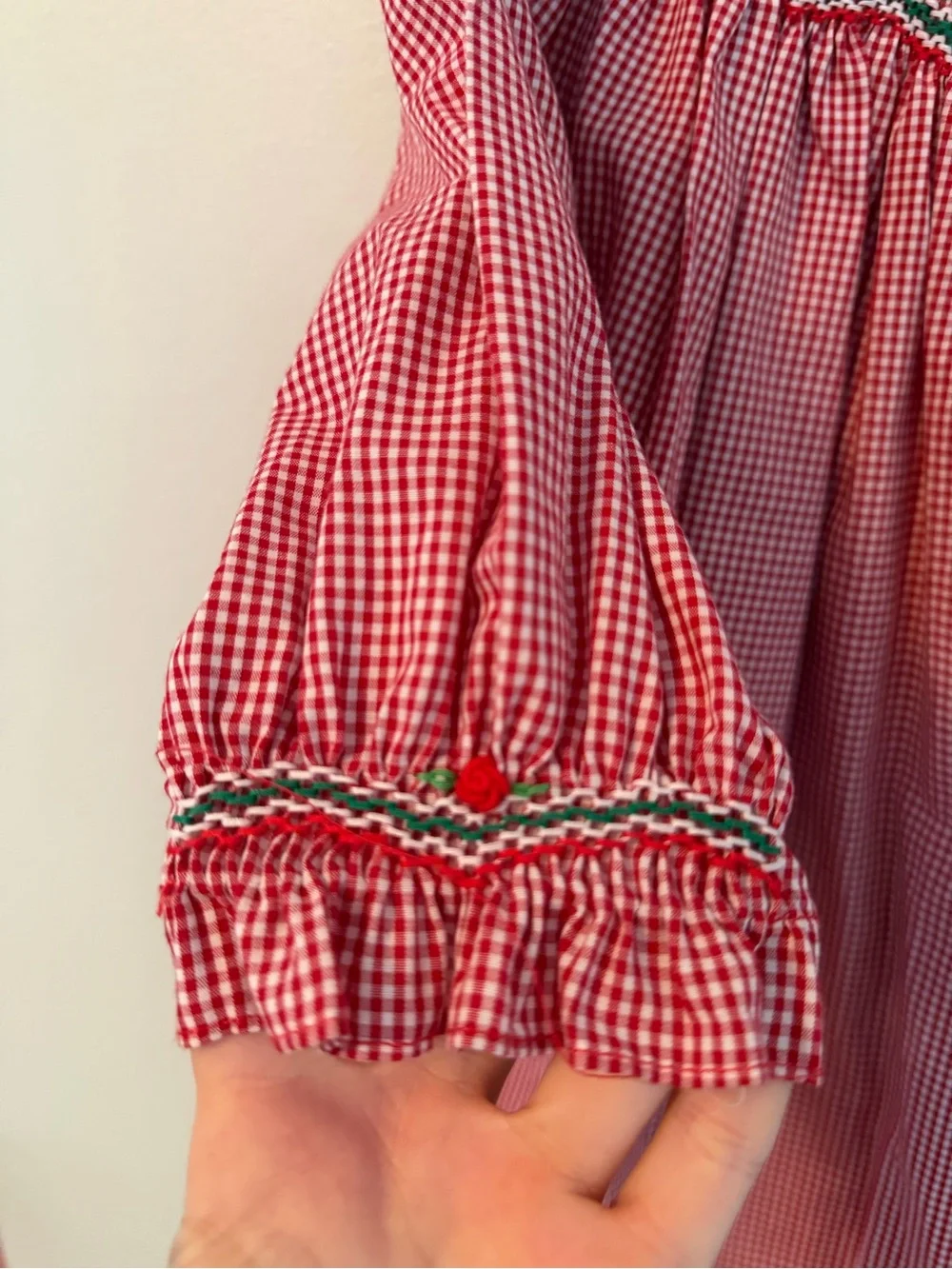 Rosalina Red Smocked Gingham Girls' Dress